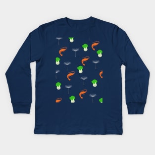 Prawn, Bok Choy and Dandelion Kids Long Sleeve T-Shirt